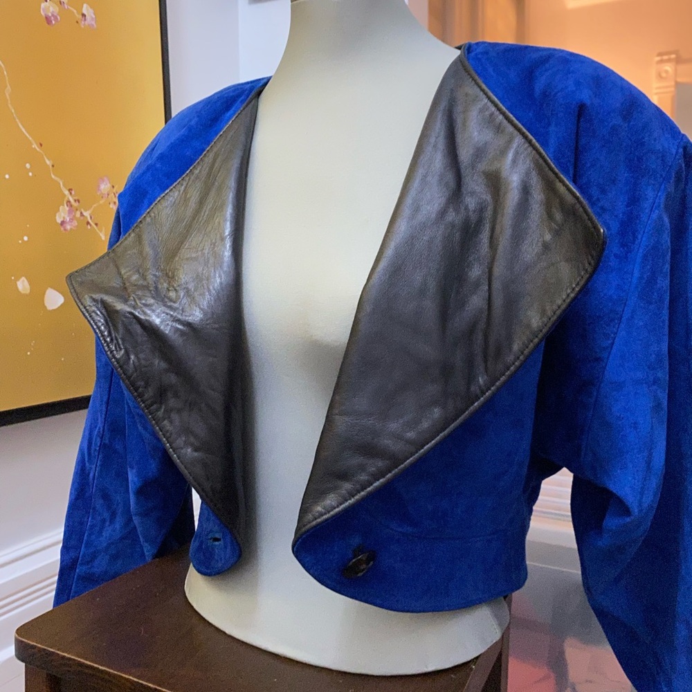 Vintage Leather and Suede Women's Cropped Jacket